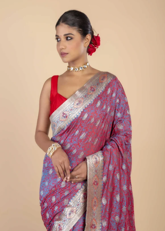 Traditional Silk With Zari Work Saree - Image 2