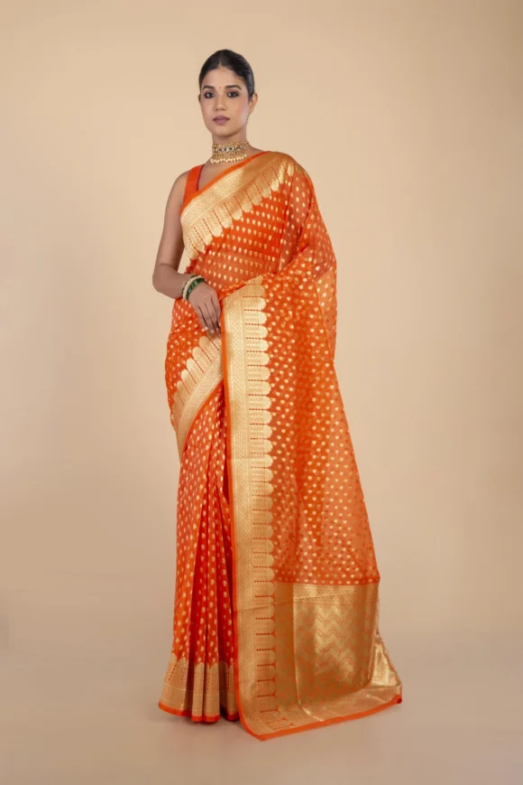 Pure Organza Silk Saree With Zari Work