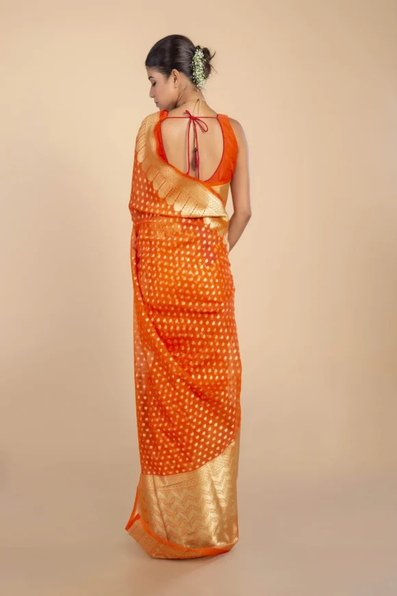 Pure Organza Silk Saree With Zari Work - Image 3