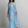 Sky Blue Stripe Net With Sequence
