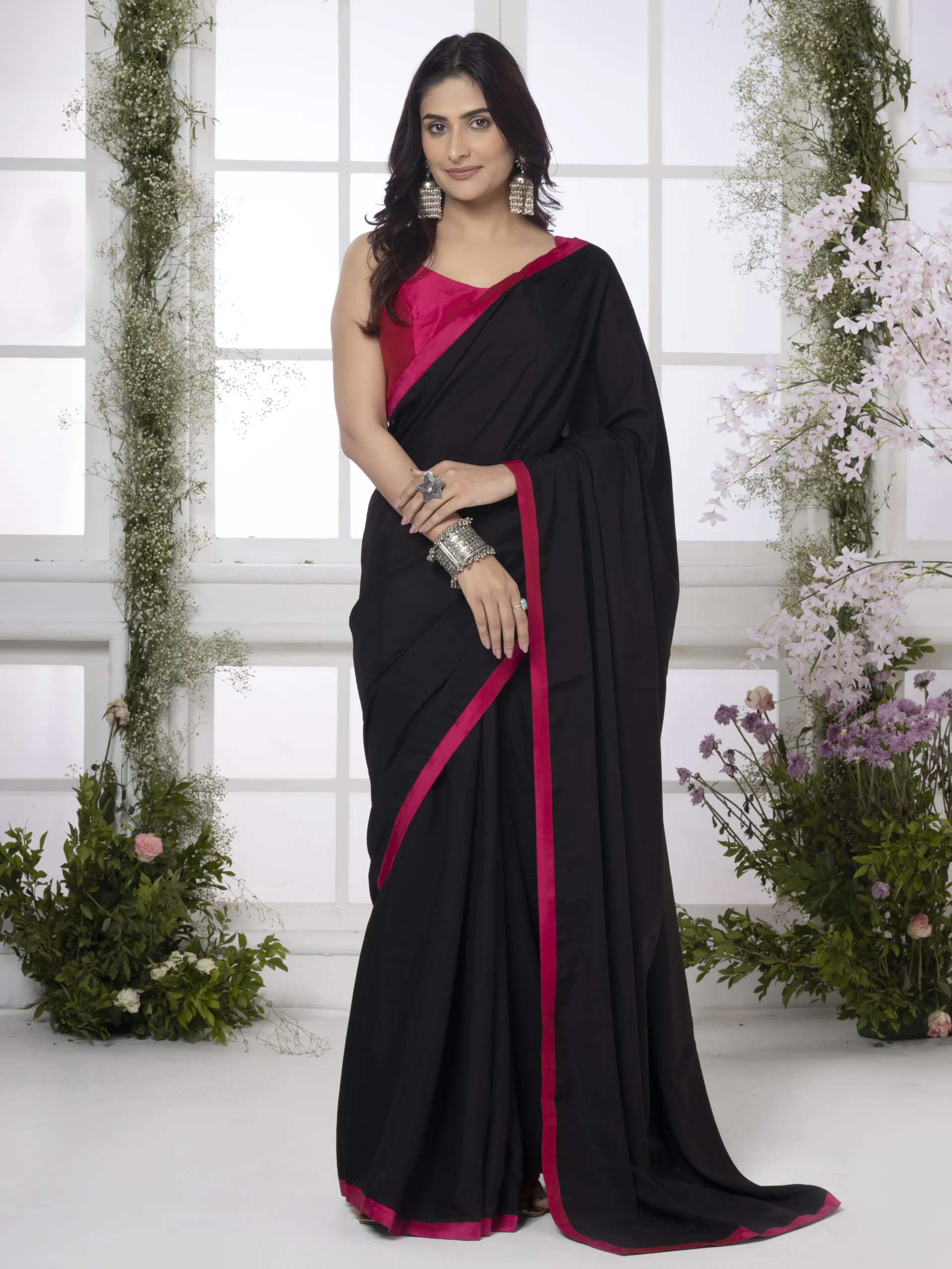 Black Modal Silk Saree - Image 2