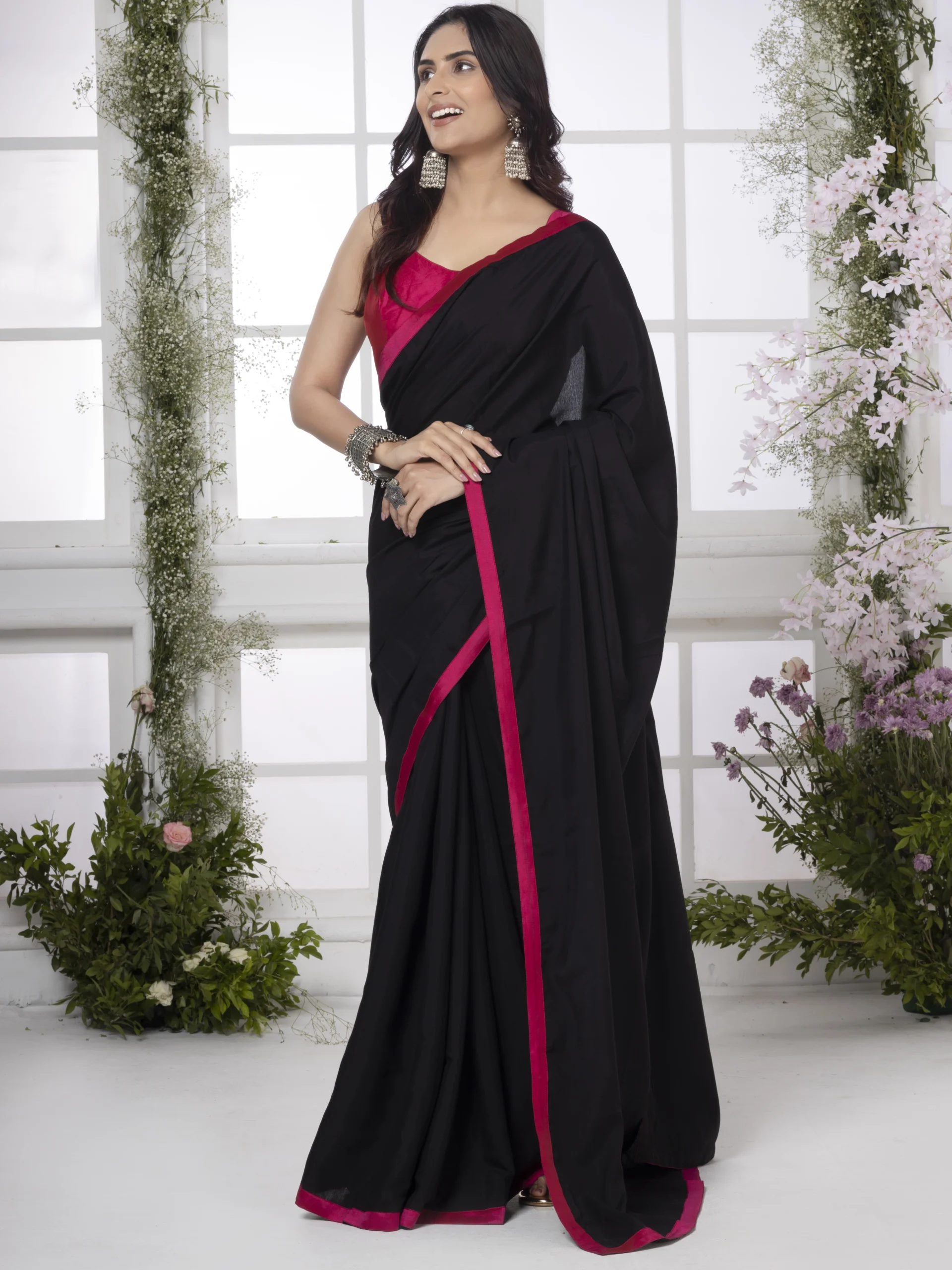 Black Modal Silk Saree - Image 5