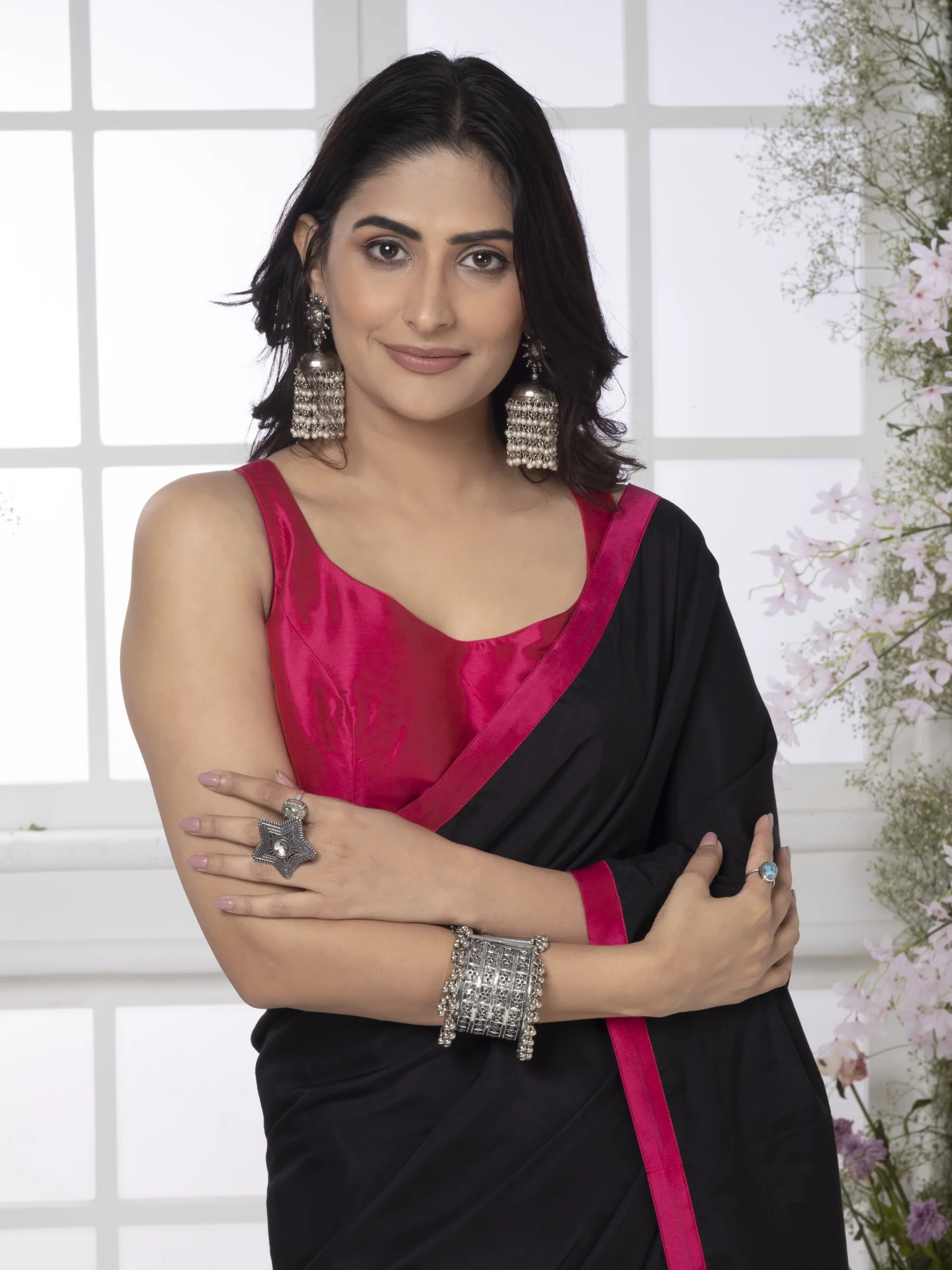 Black Modal Silk Saree - Image 7
