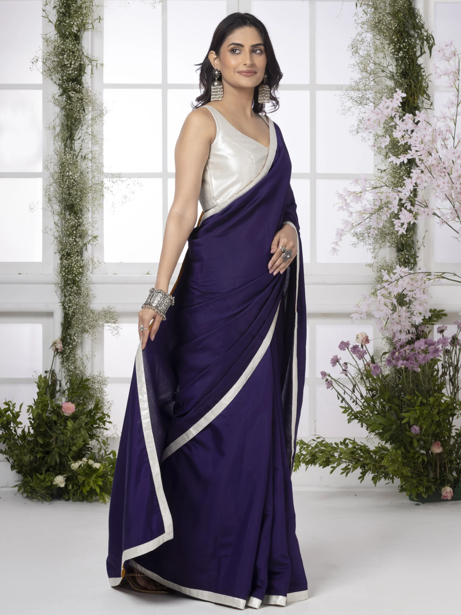 Blue Modal Silk Saree - Image 3