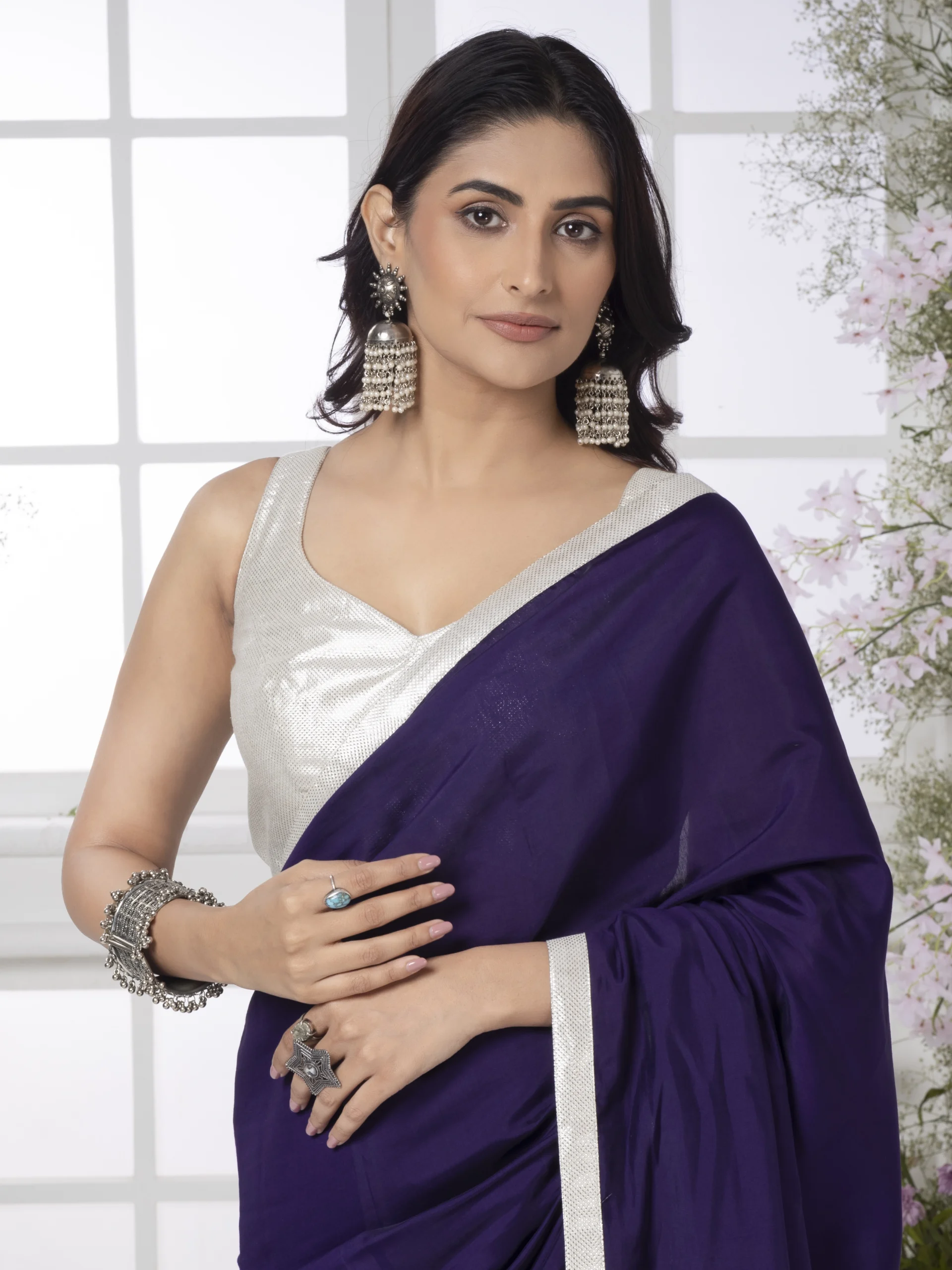 Blue Modal Silk Saree - Image 6