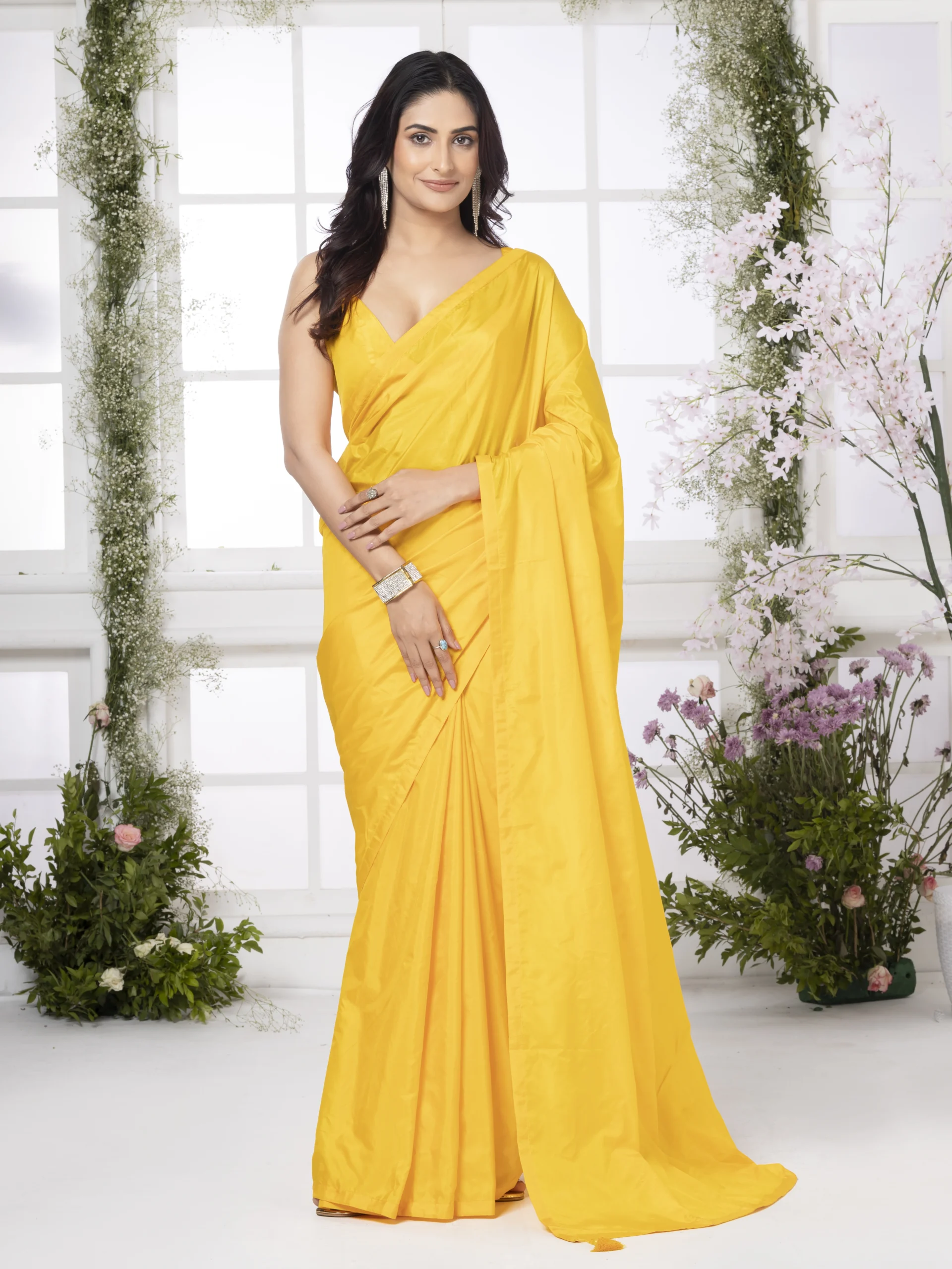 Mango Yellow Silk Saree
