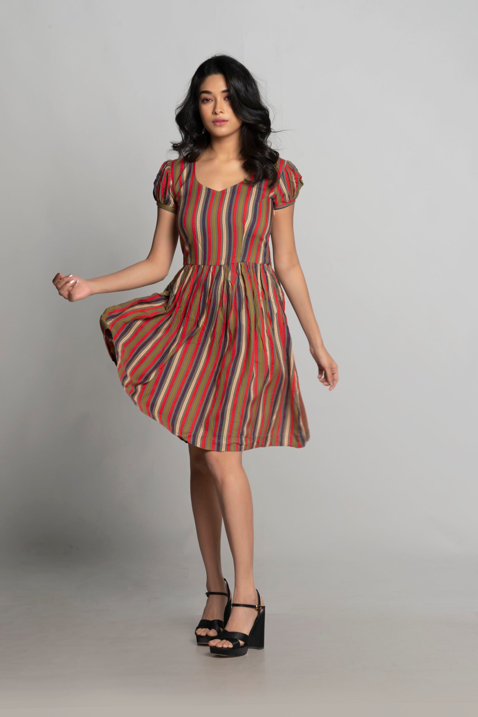 MULTICOLOR STRIPE PRINT DRESS - Image 3