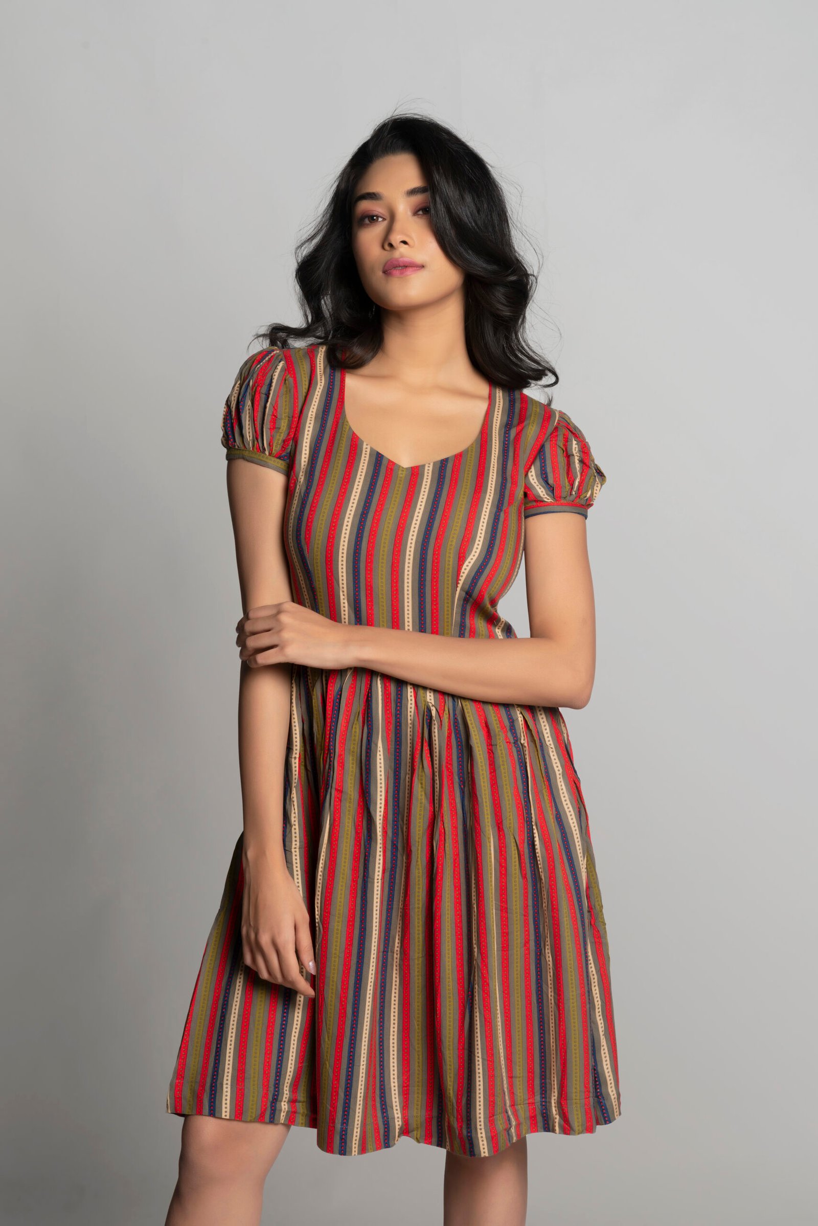 MULTICOLOR STRIPE PRINT DRESS - Image 2