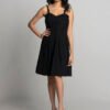 BLACK DOTTED FIT & FLARE DRESS