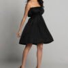 BLACK DOTTED OFF-SHOULDER DRESS