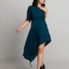 DARK BLUE ONE-SHOULDER DRESS