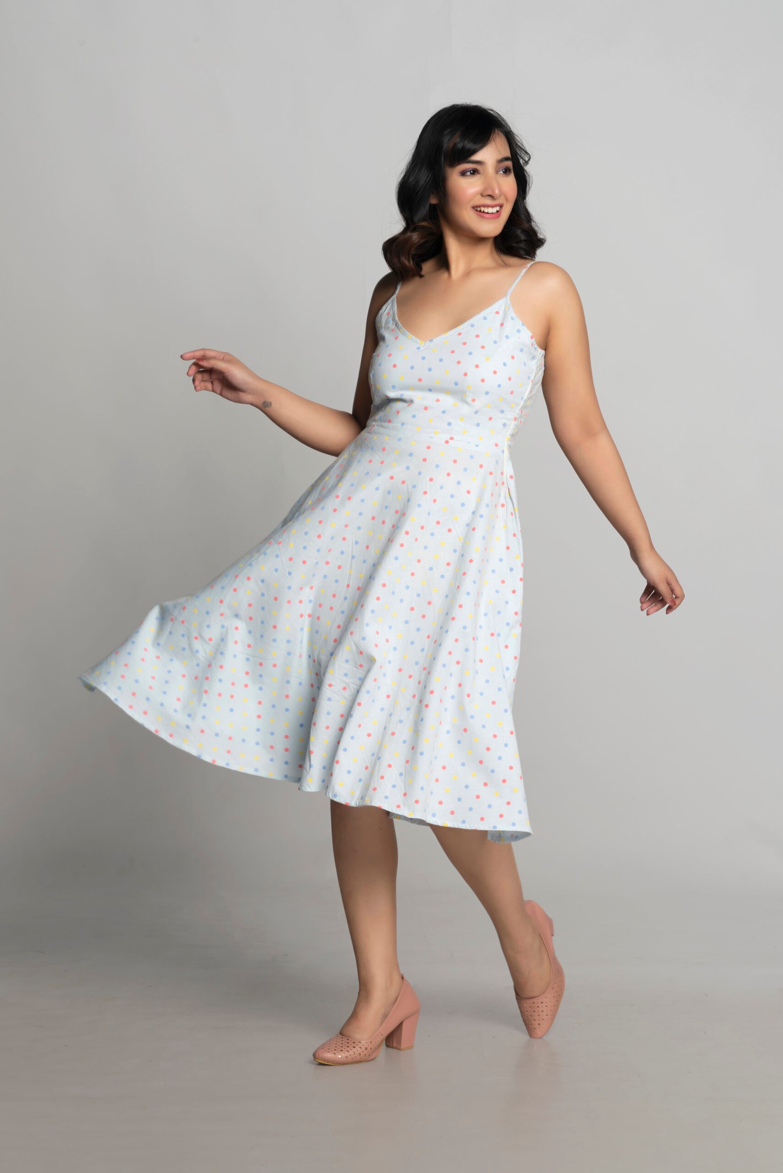 DOBBY BUTTA FIT & FLARE DRESS