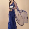 Dark Blue Net Saree