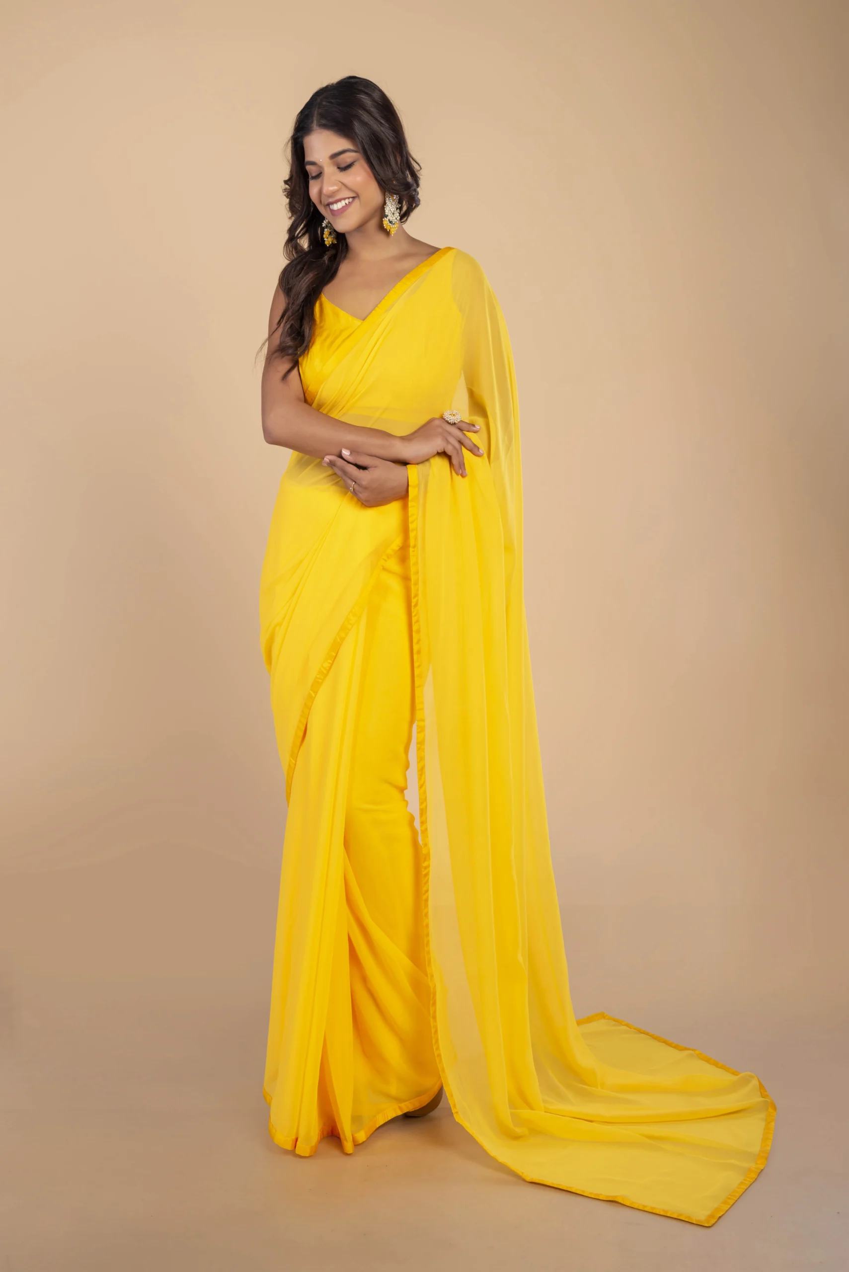Yellow Georgette Saree