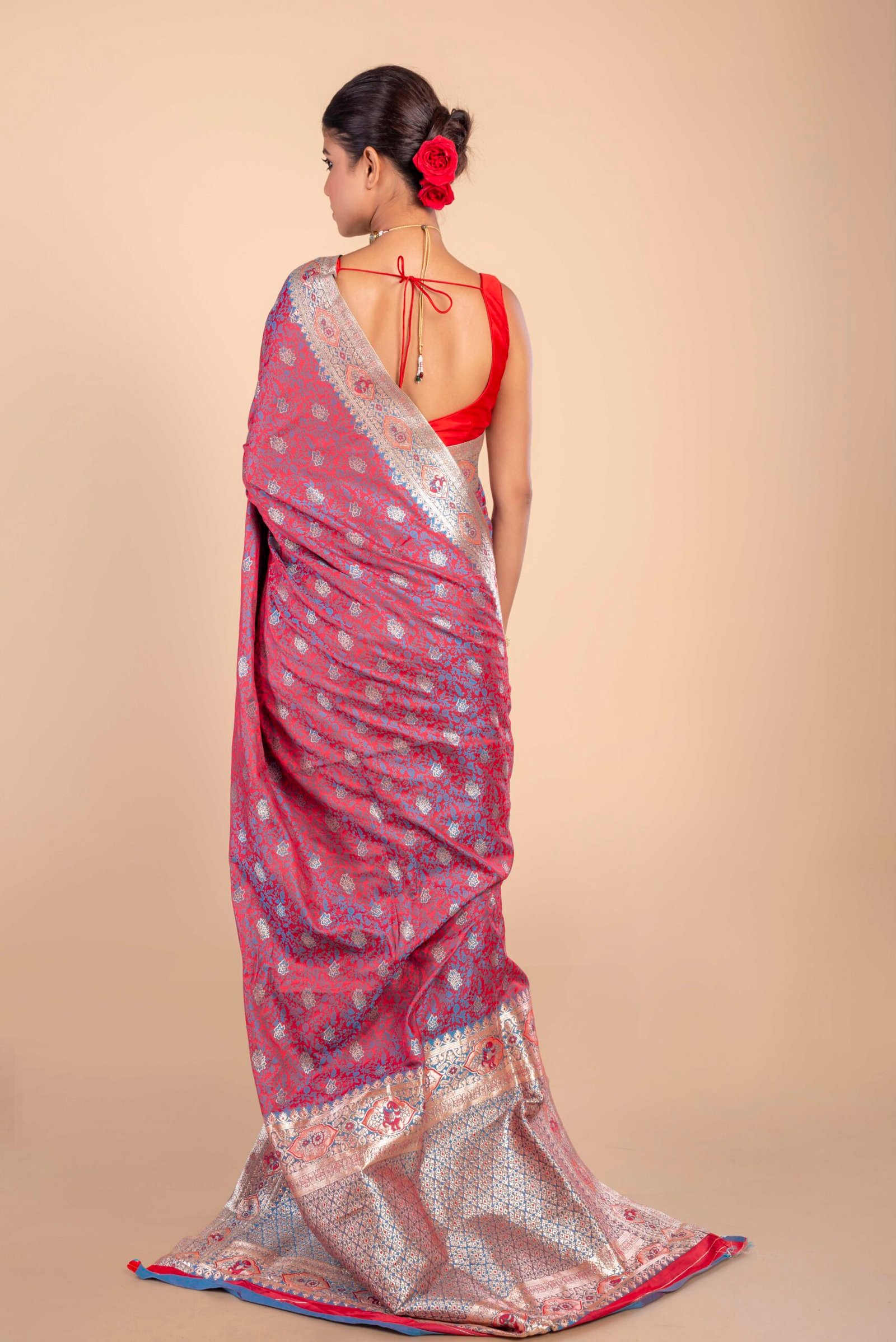 Traditional Silk With Zari Work Saree - Image 3