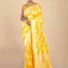 Yellow Silk Saree With Resham Work
