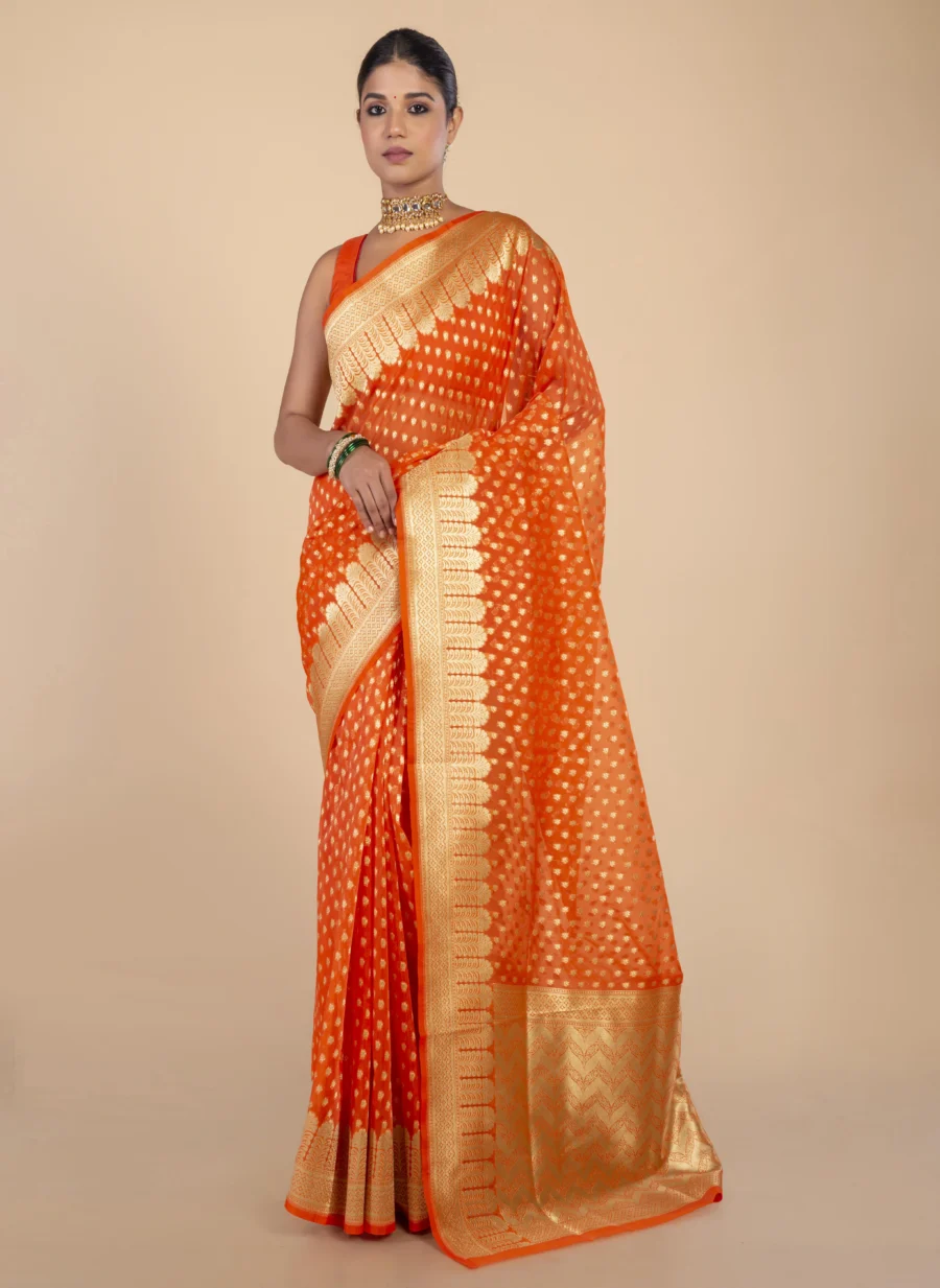 Pure Organza Silk Saree With Zari Work