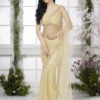 Ivory Dreams Golden Whisper Net Saree