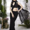 Solid Black Georgette Saree
