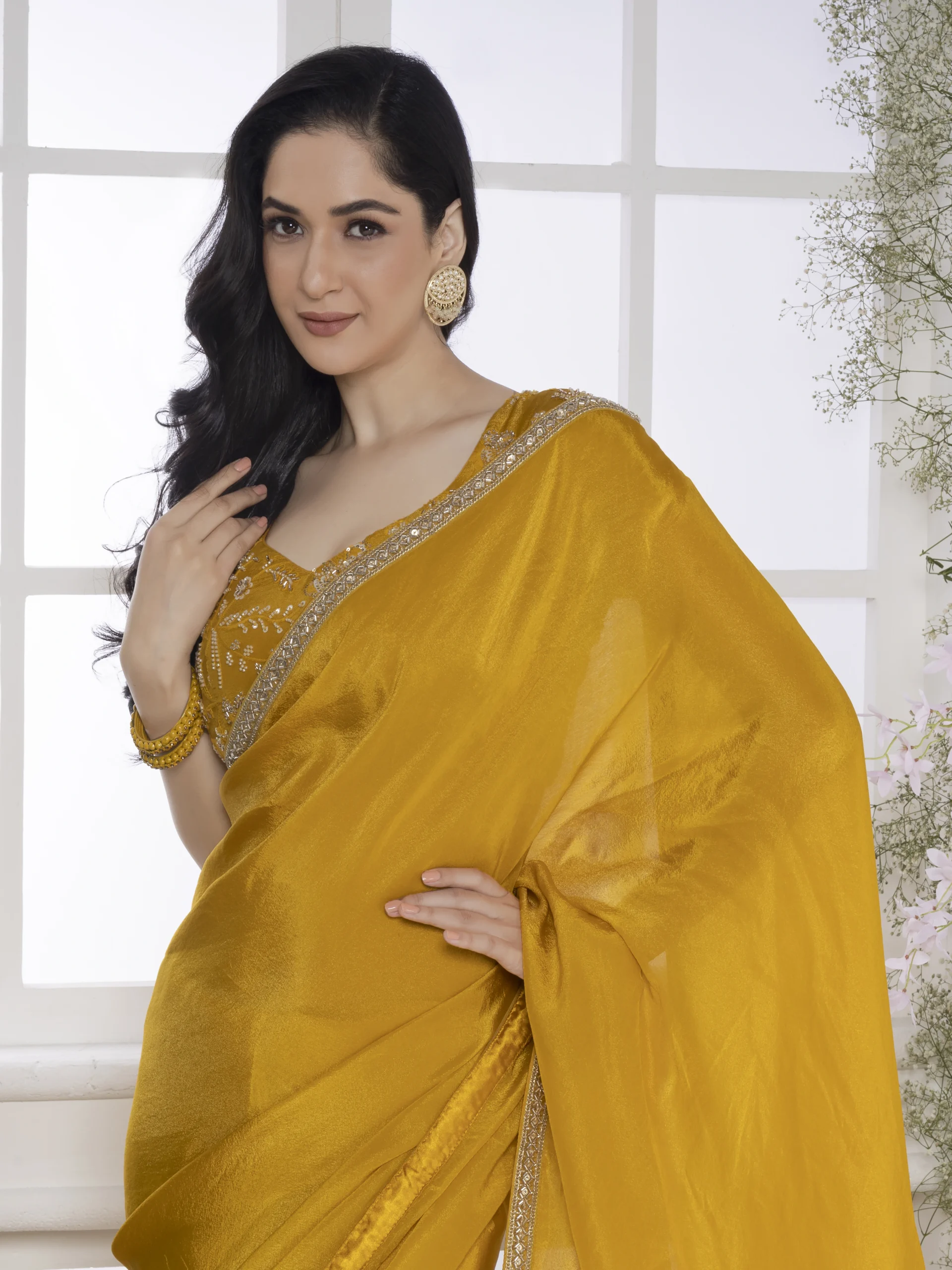 Pure Tissue Yellow Silk Saree - Image 4