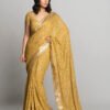 Grey Gold FloraL Georgette With Sequence Saree