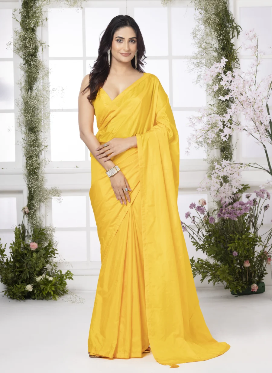 Mango Yellow Silk Saree
